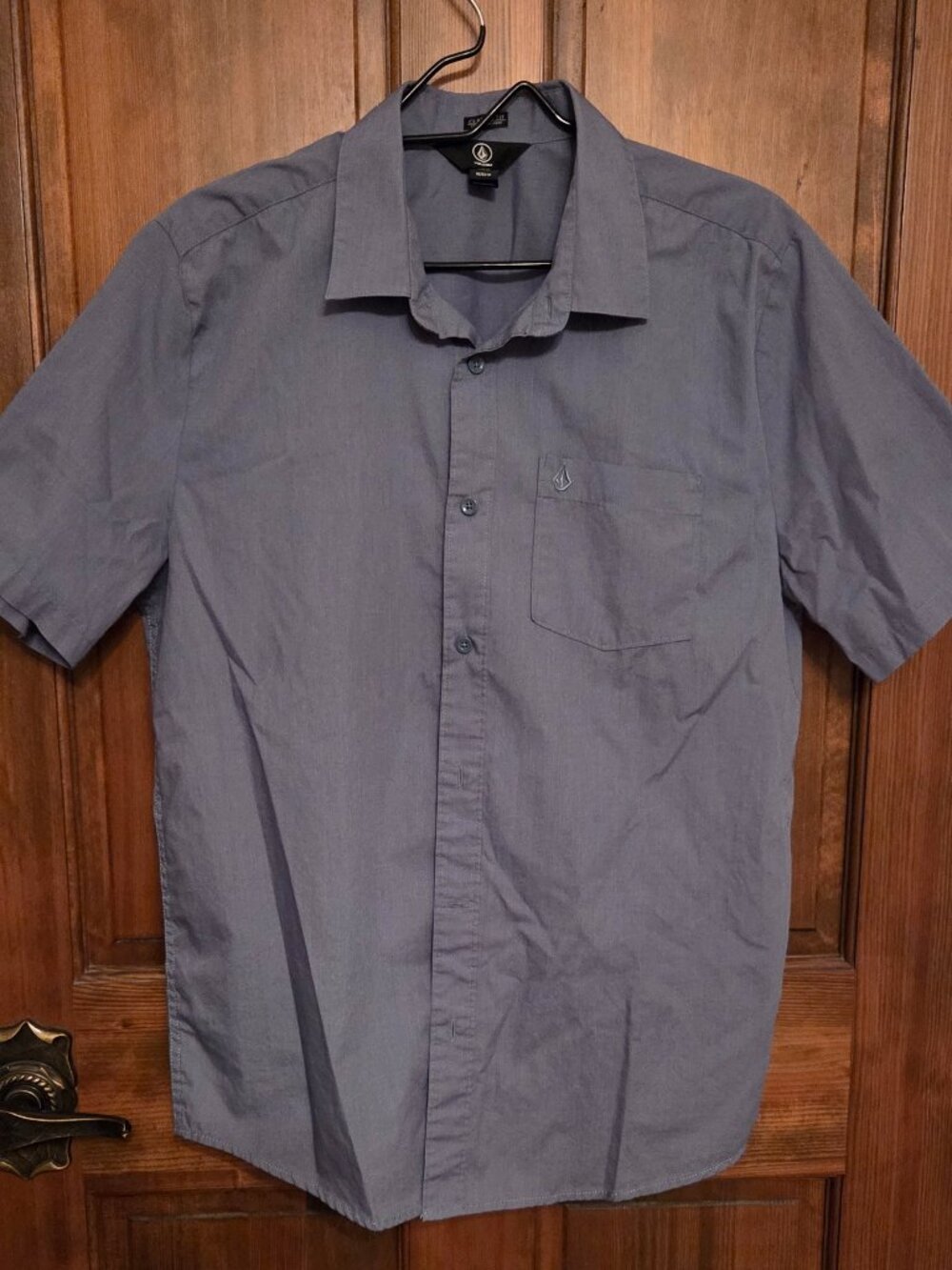 Volcom Men's Short Sleeve Button Front Shirt Blue/Gray- Size M